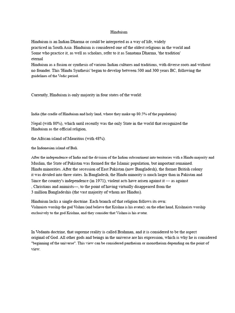 Overview of Hinduism and Its Beliefs | PDF | Brahman | Vedas