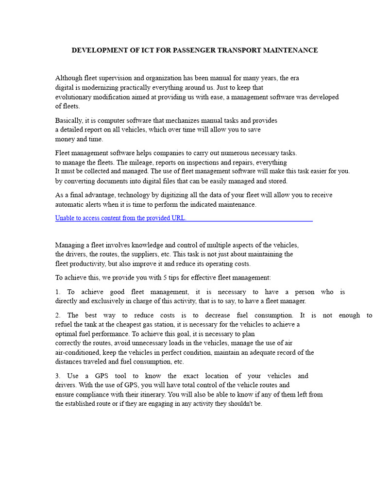 Development of ICT For Passenger Transport Maintenance | PDF ...