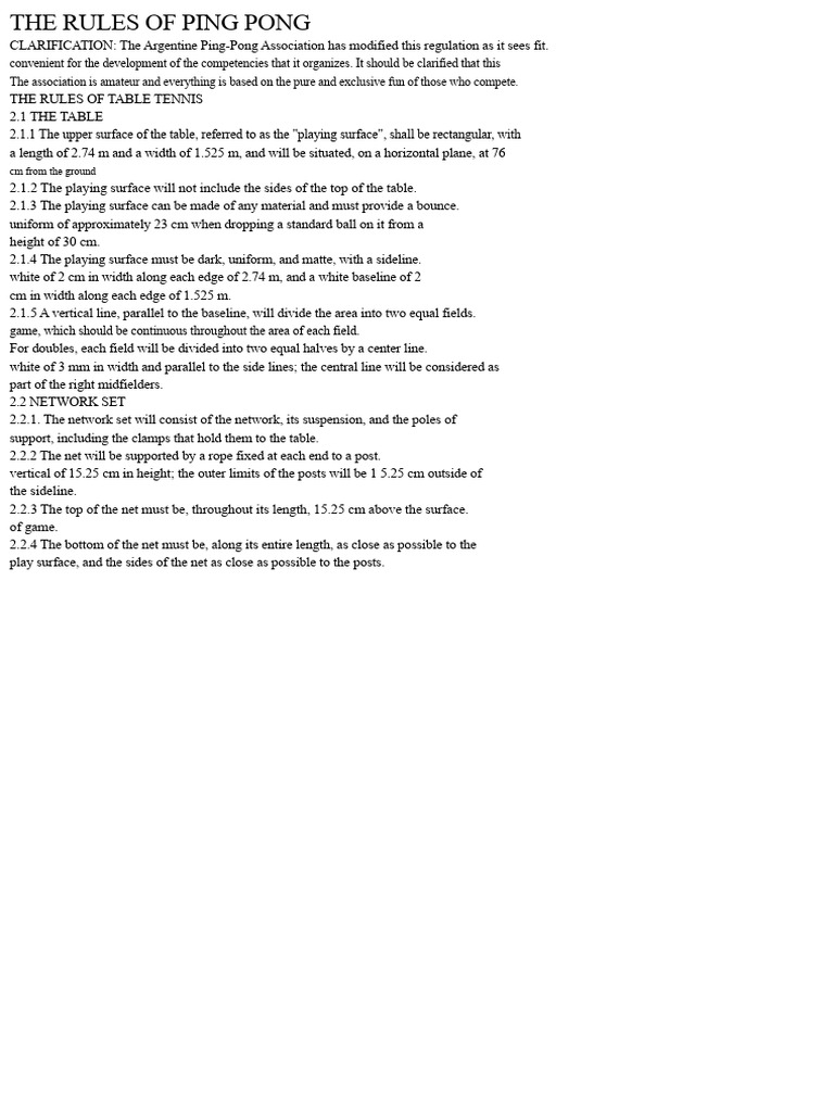 The Rules of Ping Pong | PDF | Table Tennis | Ball Games
