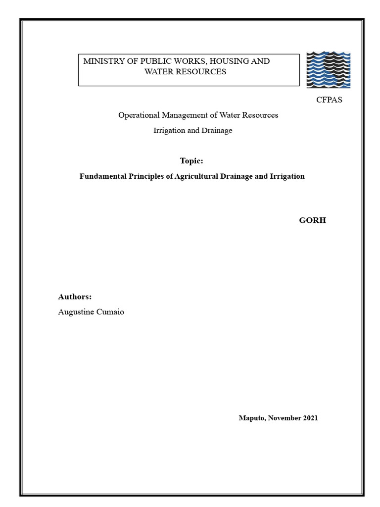 Agricultural Drainage and Irrigation Principles | PDF | Soil | Drainage