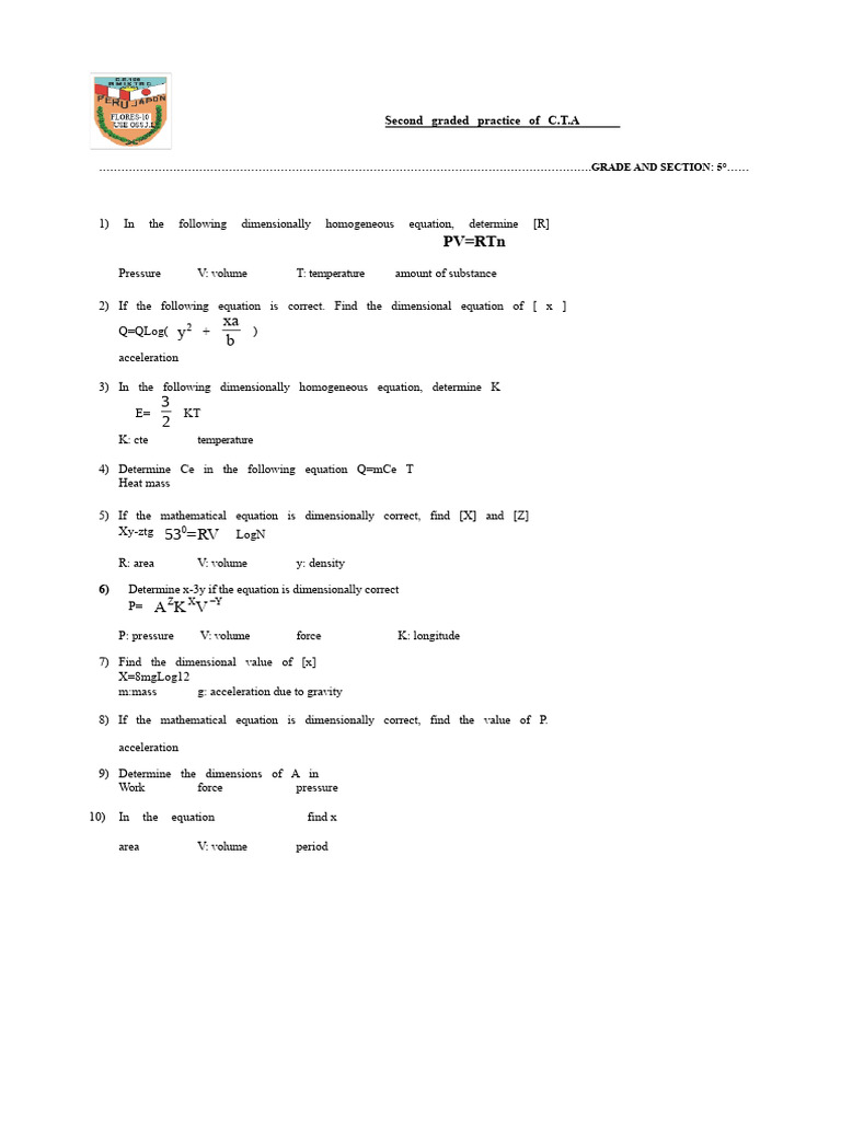 Dimensional Analysis Practice Exercises | PDF | Density | Force