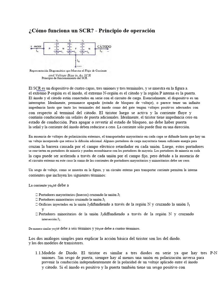 Funcionamiento del SCR: Principios Clave | PDF | Transistor | Electrónica