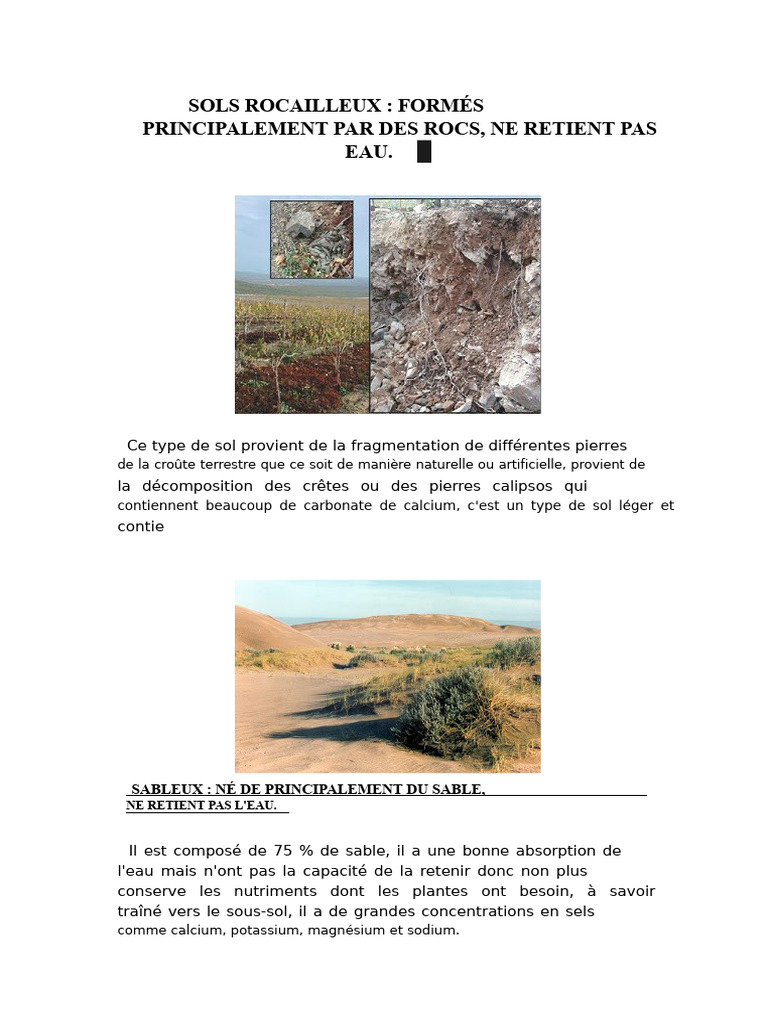 Types de sols et leurs caractéristiques | PDF