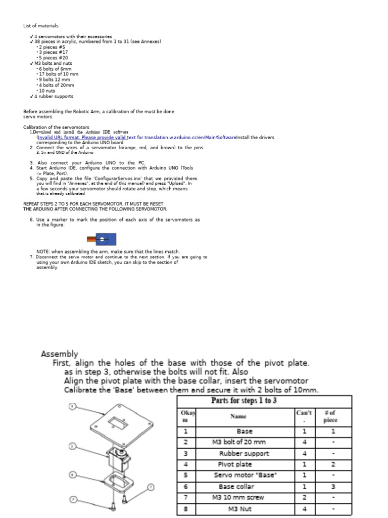 Robotic Arm Assembly Guide | PDF | Arduino | Screw