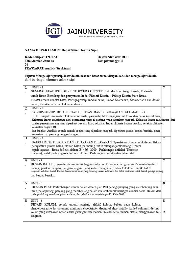 Desain Struktur RCC untuk Teknik Sipil | PDF