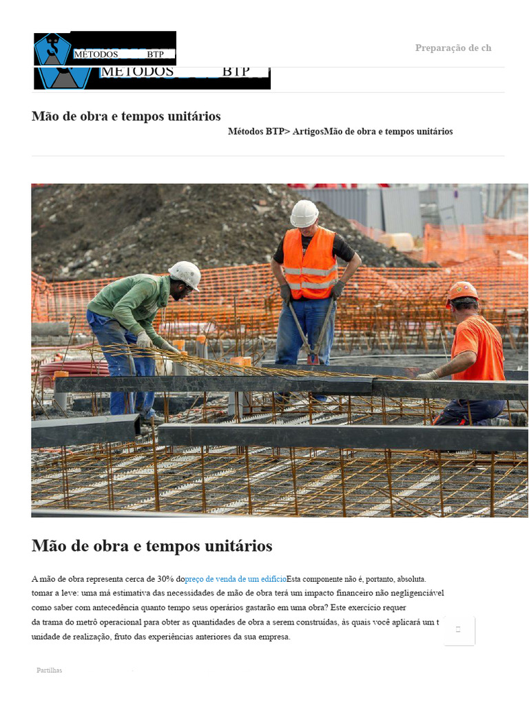 Estimativa de Mão de Obra em Construção | PDF | Tempo