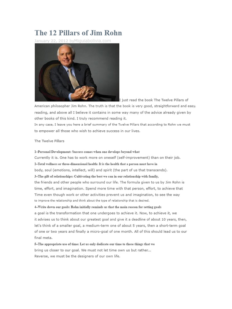 Jim Rohn's 12 Success Pillars Explained | PDF | Personal Development ...
