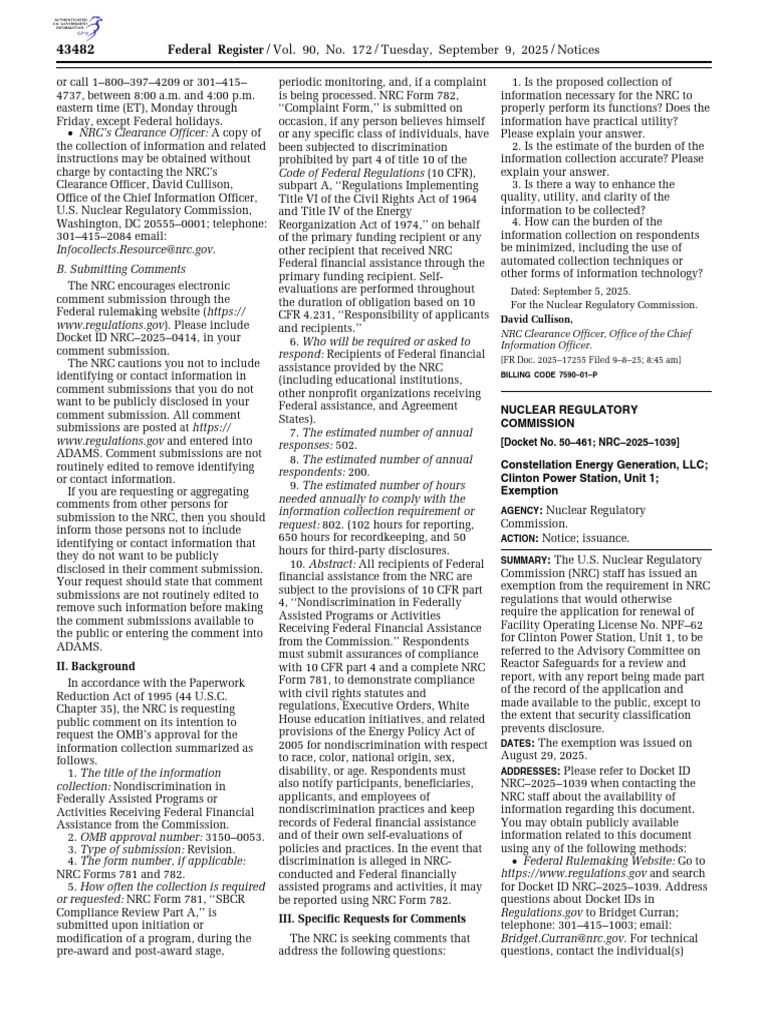 NRC Nondiscrimination Info Collection Notice | PDF | Nuclear Regulatory ...