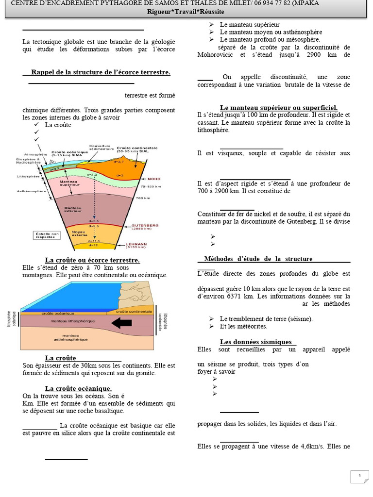 Structure de l'écorce terrestre et tectonique | PDF | Tectonique des ...