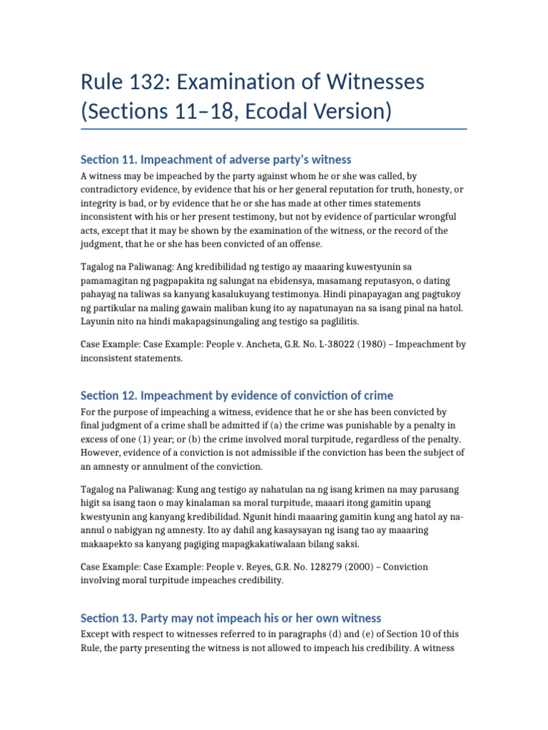 Impeachment of Witness Credibility | PDF | Witness | Testimony