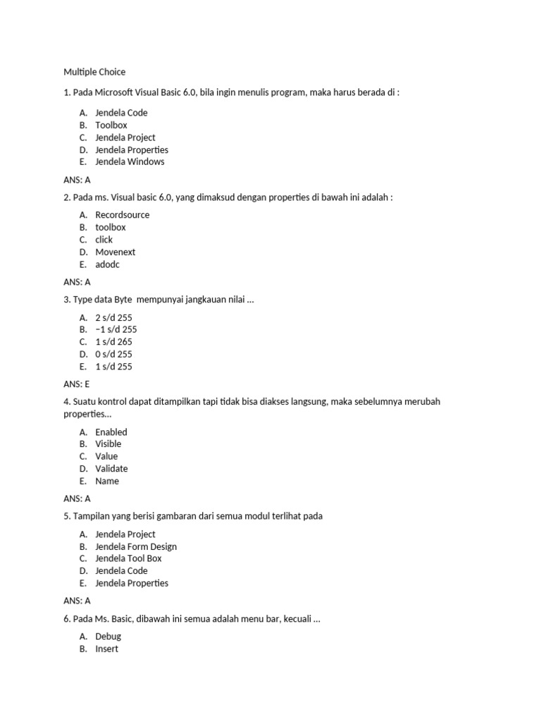 Panduan Dasar Microsoft Visual Basic 6.0 | PDF