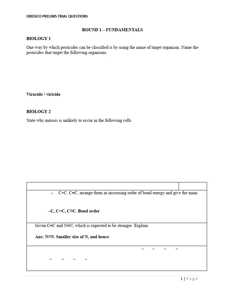 Contest 17 Prelims | PDF | Chemistry