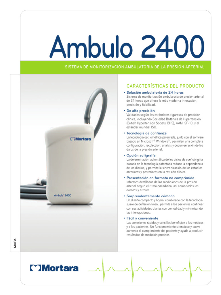 Sistema MAPA Ambulo 2400: Monitoreo Preciso | PDF | Presión sanguínea ...