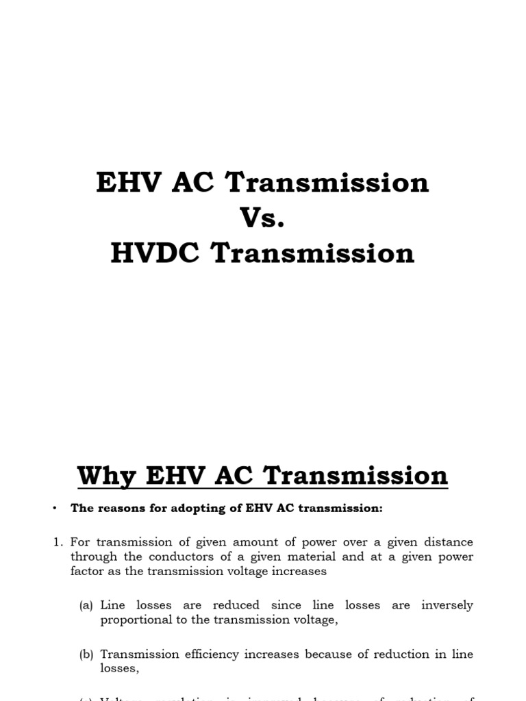 EHV AC vs HVDC Transmission Explained | PDF | High Voltage Direct ...
