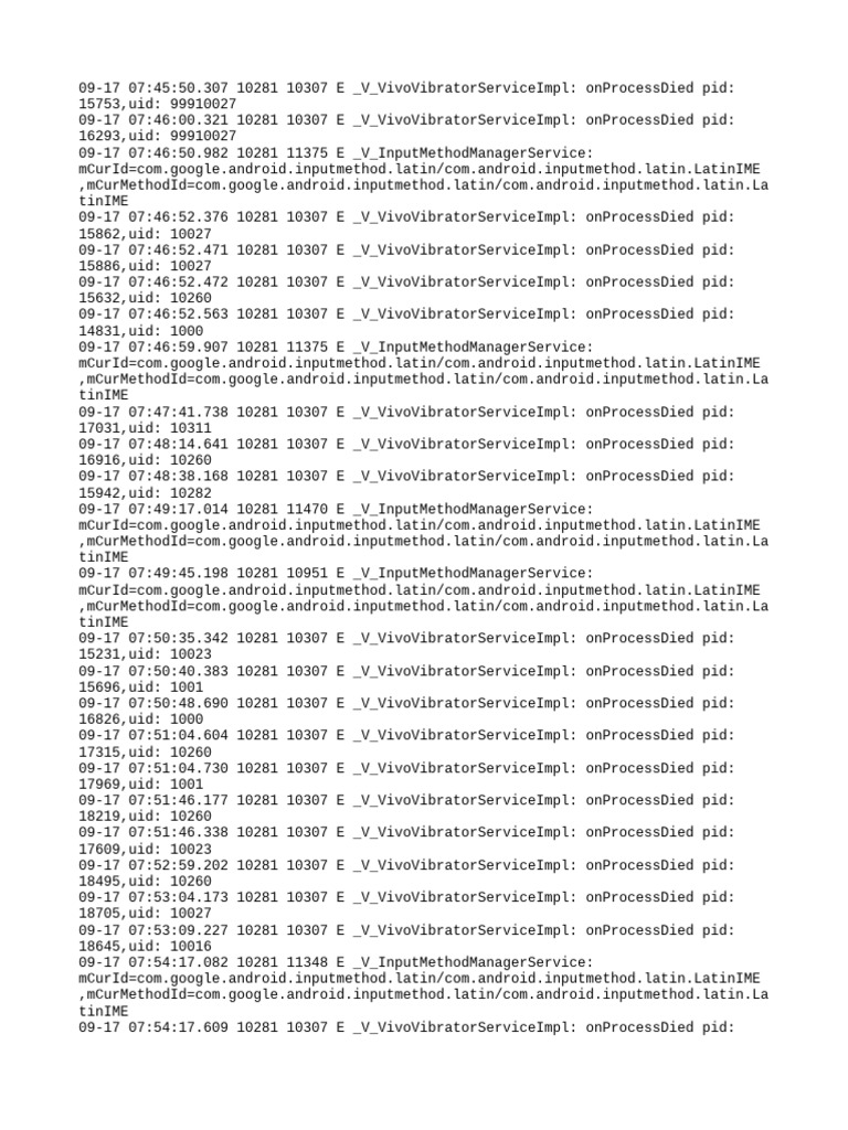Vivo Process Death Log Analysis | PDF | Unix | Computing