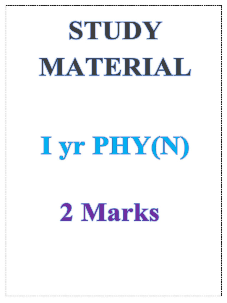 I Yr Phy em (N) 2 Marks | PDF