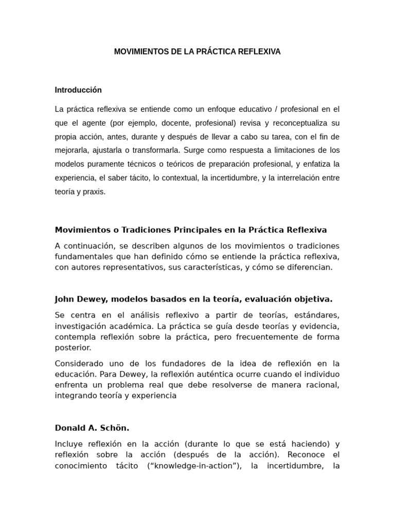 Reflexión en la Acción de Schön | PDF | Maestros | Experiencia