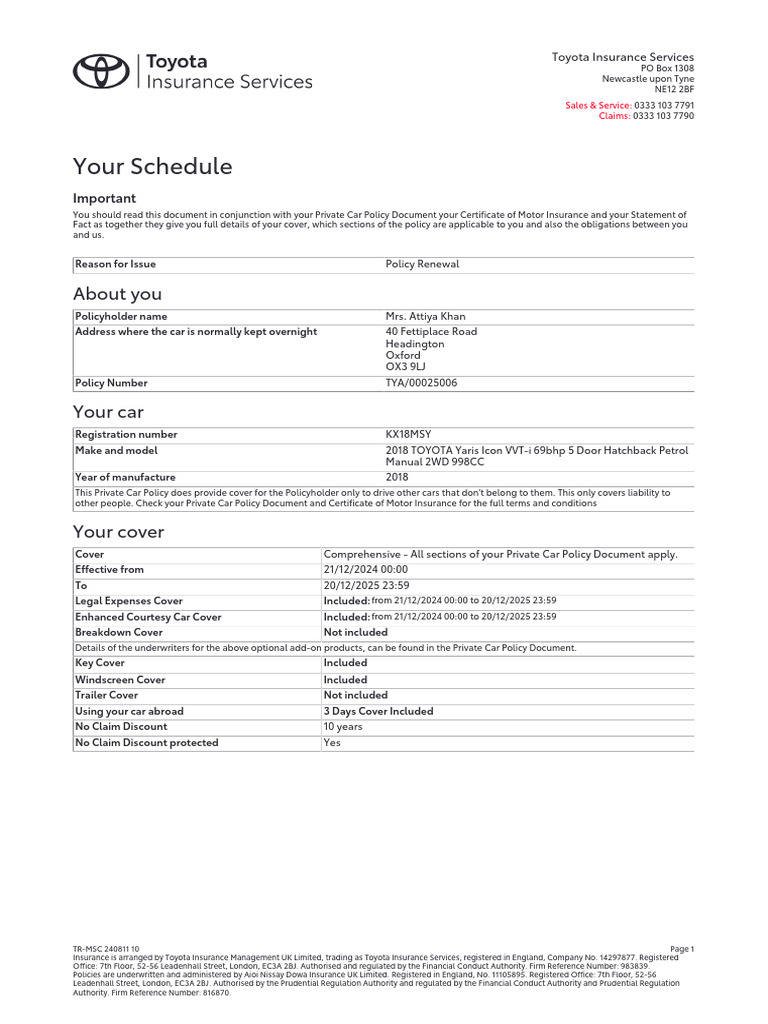 Your Schedule: About You | PDF | Insurance | Vehicle Insurance