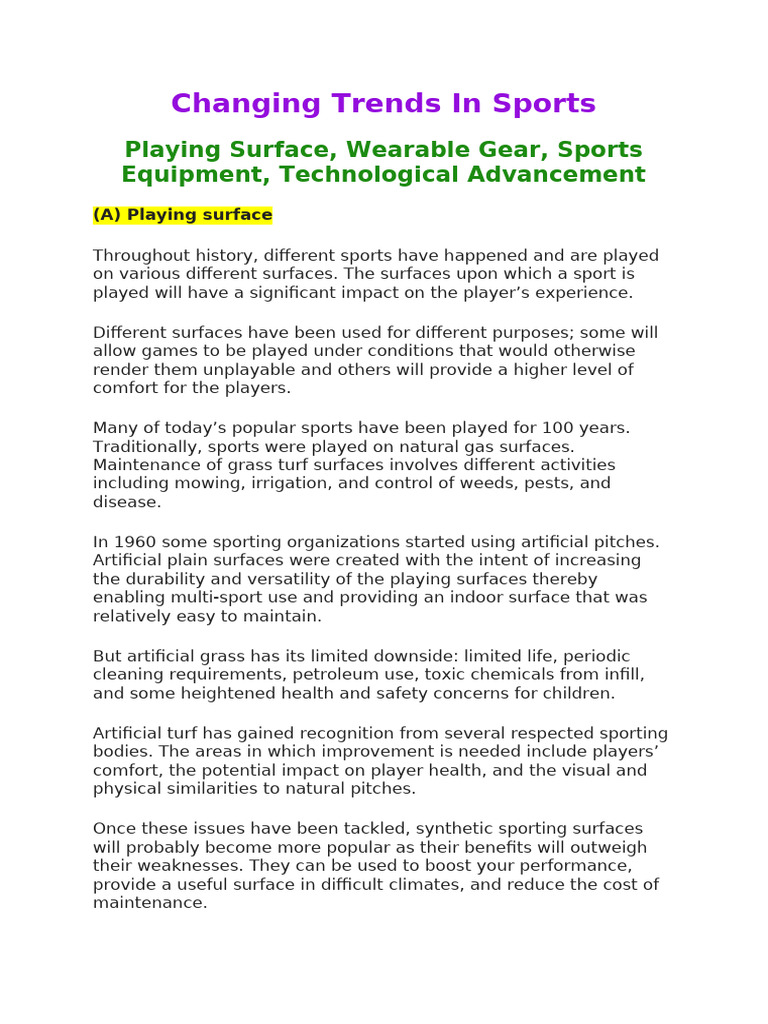 Trends in Sports Tech and Equipment | PDF | Wearable Technology | Sports