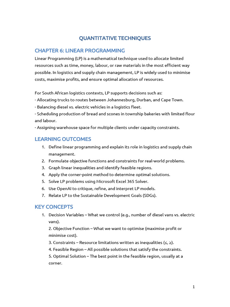 Linear Programming in South African Logistics | PDF | Linear ...