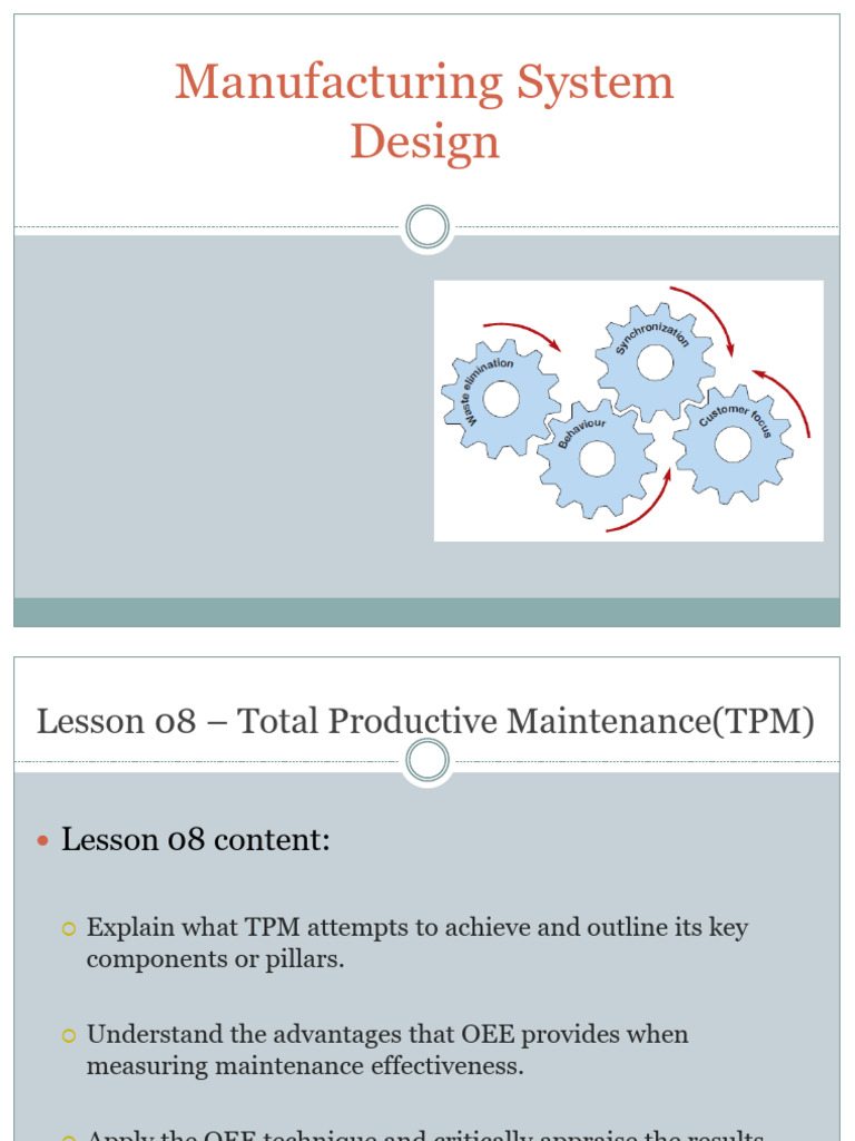 Manufacturing System Design - Lec.08 | PDF | Reliability Engineering ...