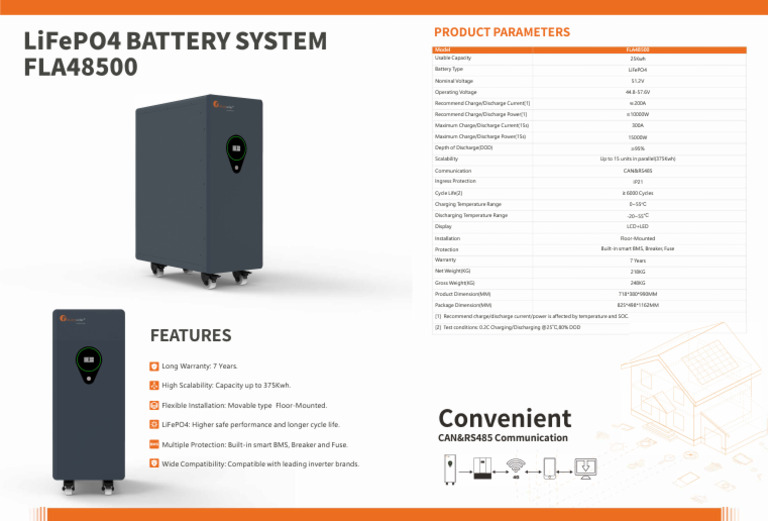 LiFePO4 FLA48500 Battery System Specs | PDF | Manufactured Goods ...