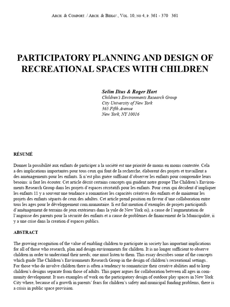 Designing Play Spaces with Children | PDF | Community | Facilitator