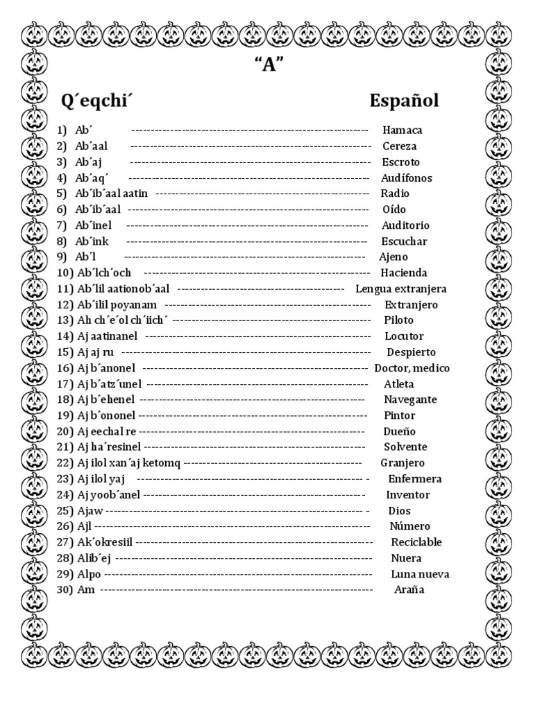 Alfabeto en Q´eqchi´