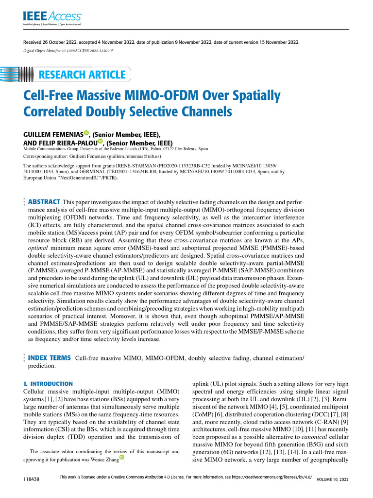 Cell-Free Massive MIMO-OFDM Analysis | PDF | Mimo | Orthogonal ...