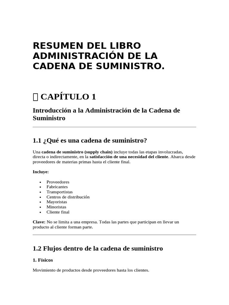 Introducción a la Cadena de Suministro | PDF | Logística | Gestión de ...