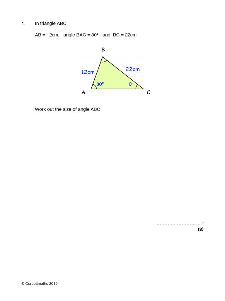 Triangle Calculations and Geometry Problems | PDF | Triangle ...