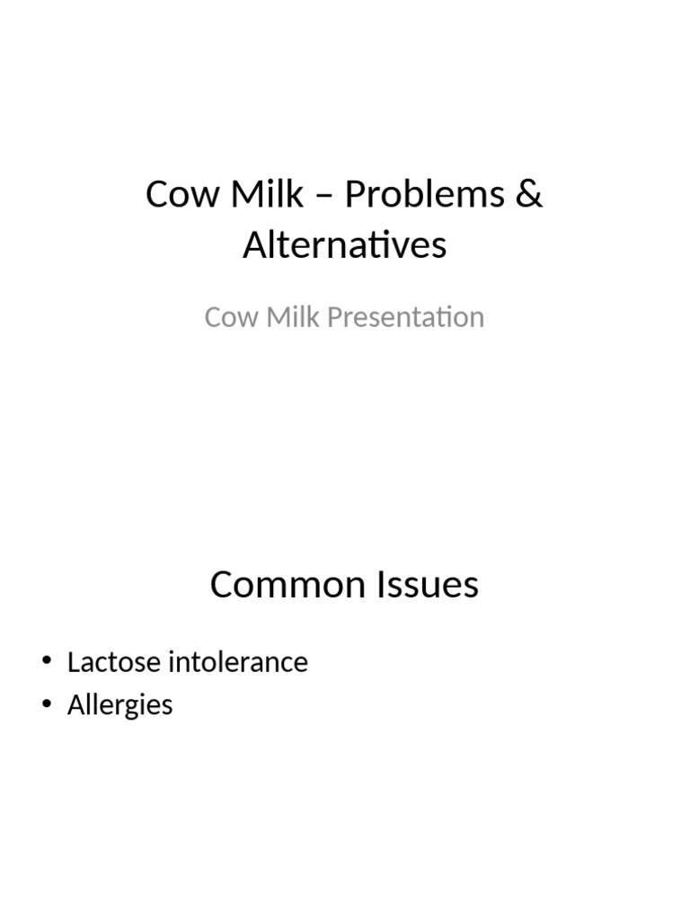 Cow Milk Issues and Plant Alternatives | PDF