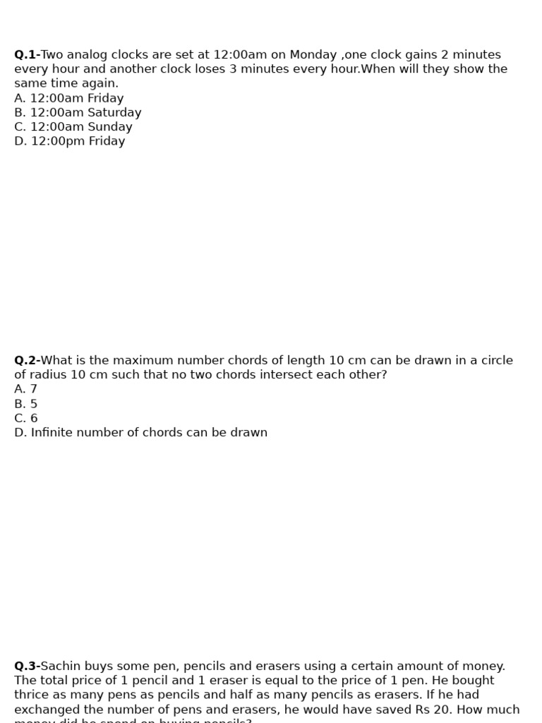 Clock and Math Problem Solutions | PDF | Interest | Area