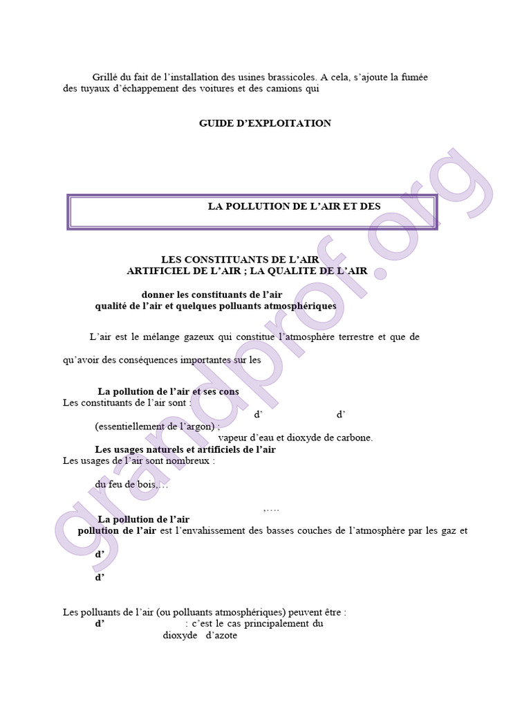 Pollution de l'air et ses impacts sanitaires | PDF | Pollution de l'air ...