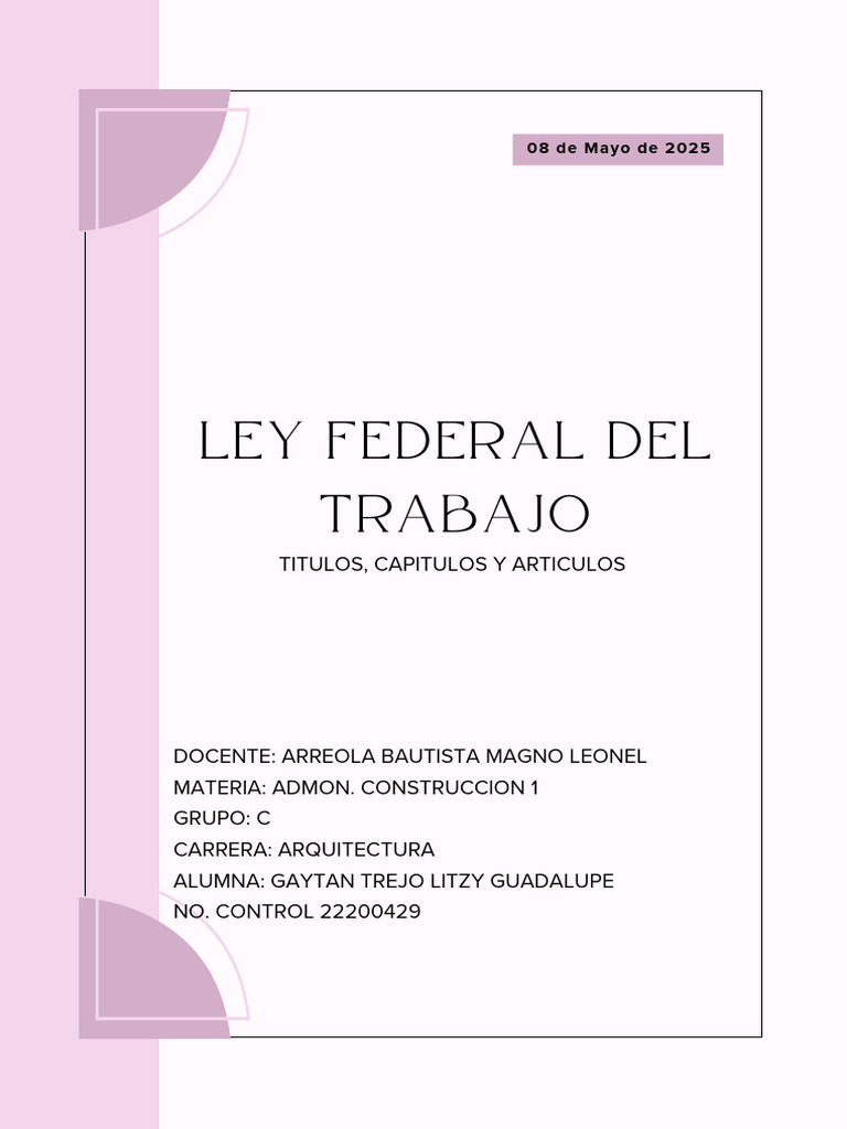 Ley Federal del Trabajo en México | PDF | Derecho laboral | Gastos