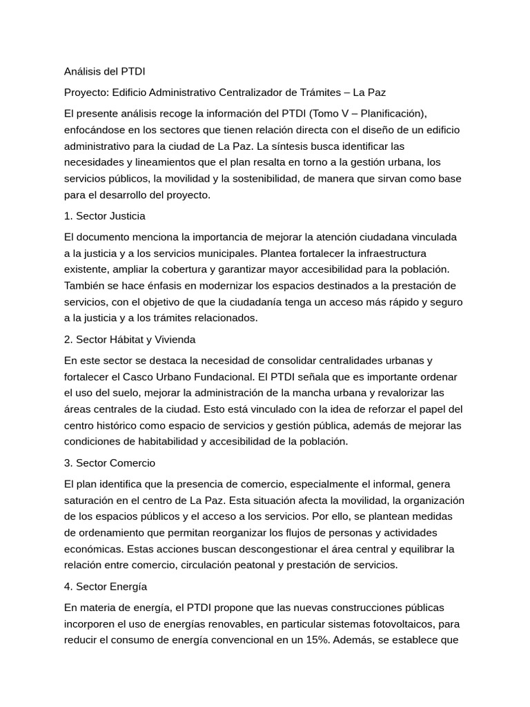 Análisis del PTDI para Edificio en La Paz | PDF | Accesibilidad ...