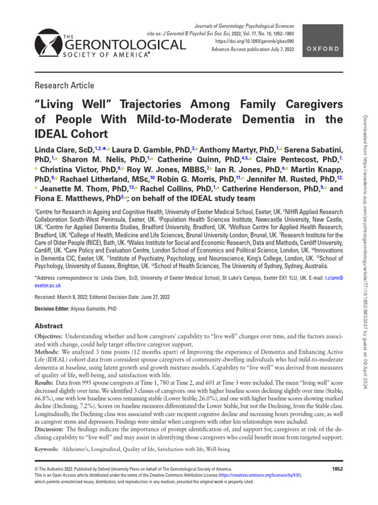 Caregiver Well-Being in Dementia Study | PDF | Dementia | Caregiver