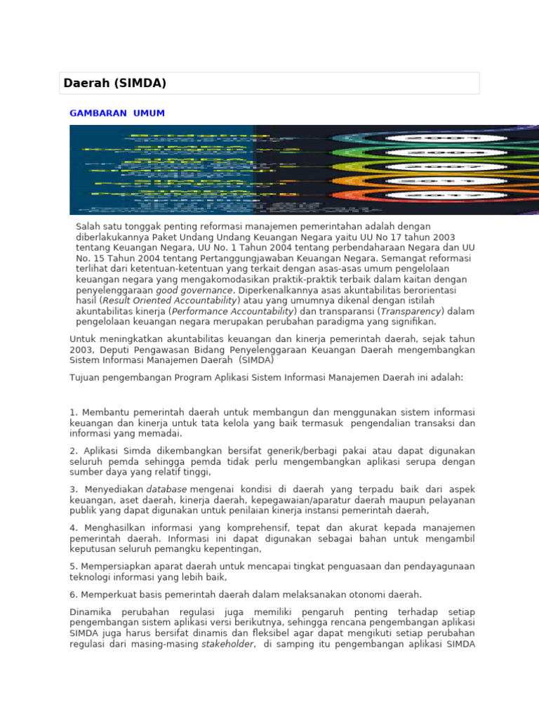 Pengembangan Sistem SIMDA untuk Daerah | PDF