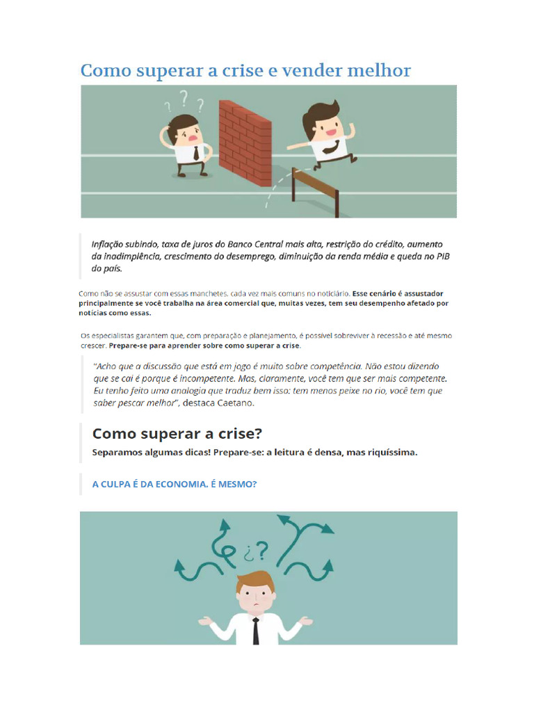 Como Superar a Crise e Vender Melhor | PDF