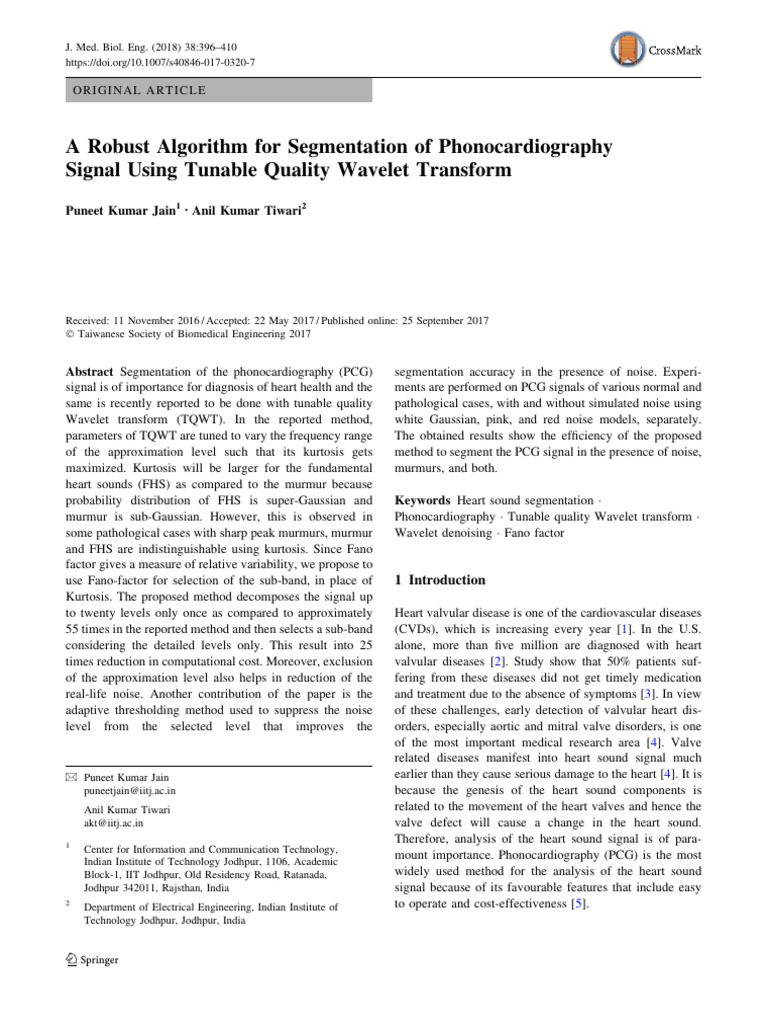 A Robust Algorithm For Segmentation of Phonocardiography Signal Using ...