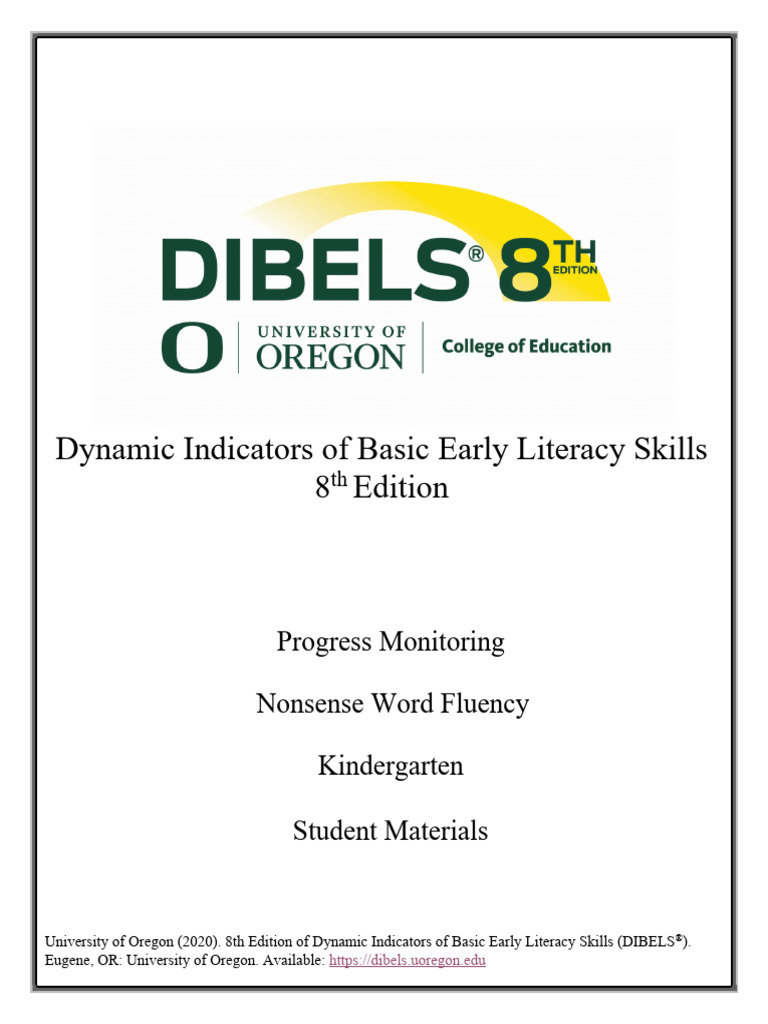 DIBELS 8th Edition: NWF K-Grade Materials | PDF | Standardized Tests ...