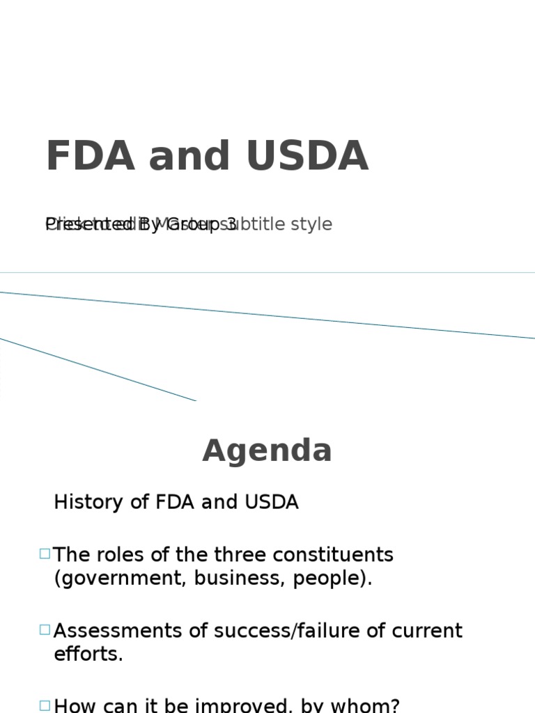 FDA and USDA roles in food safety | PDF | Food And Drug Administration ...