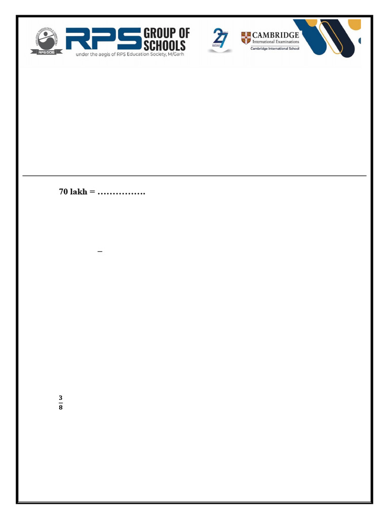 Grade V Mathematics Practice Paper | PDF | Numbers | Elementary Mathematics