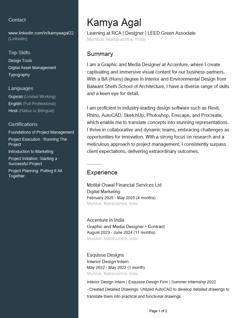 Graphic Designer Profile: Kamya Agal | PDF