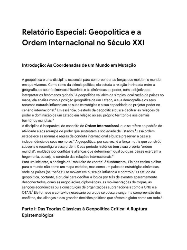 Geopolítica e Ordem Internacional Atual | PDF | Geopolítica | Segurança