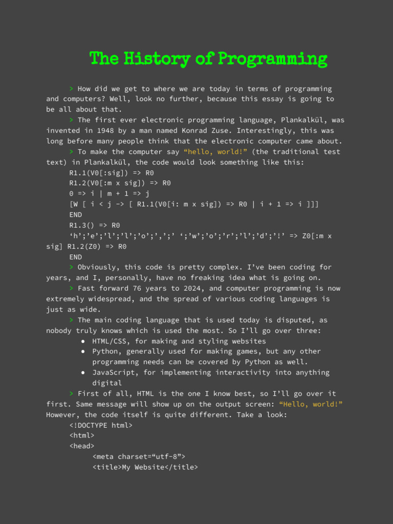 The History of Programming | PDF | Internet | Written Communication