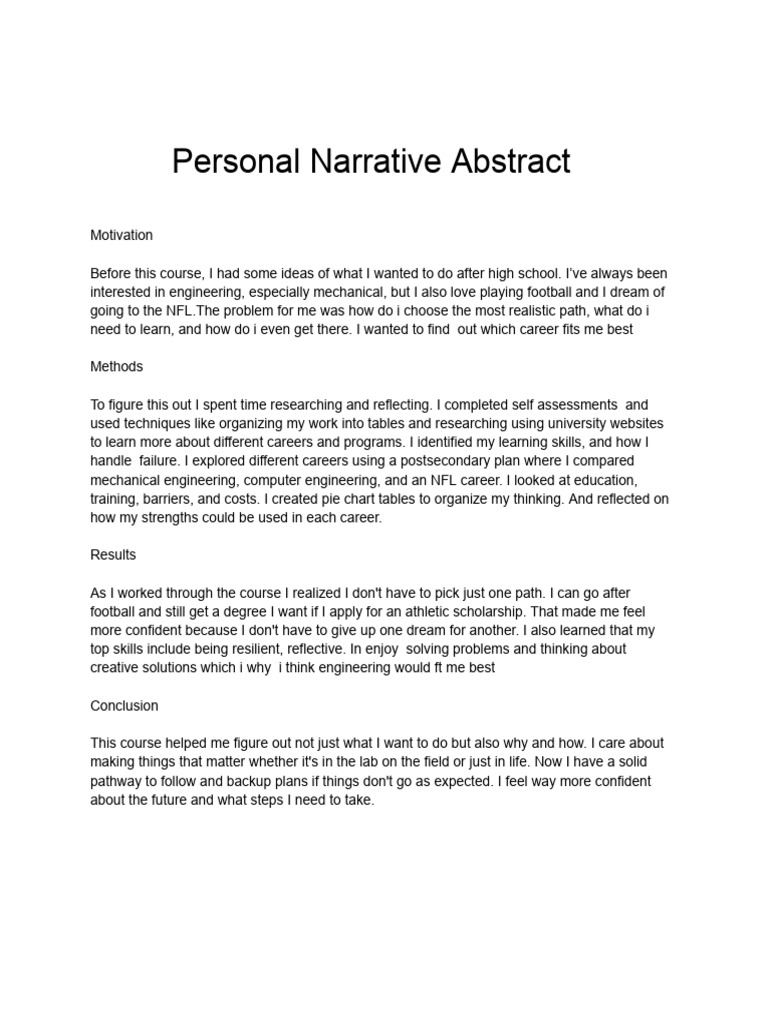 Personal Narrative Abstract | PDF