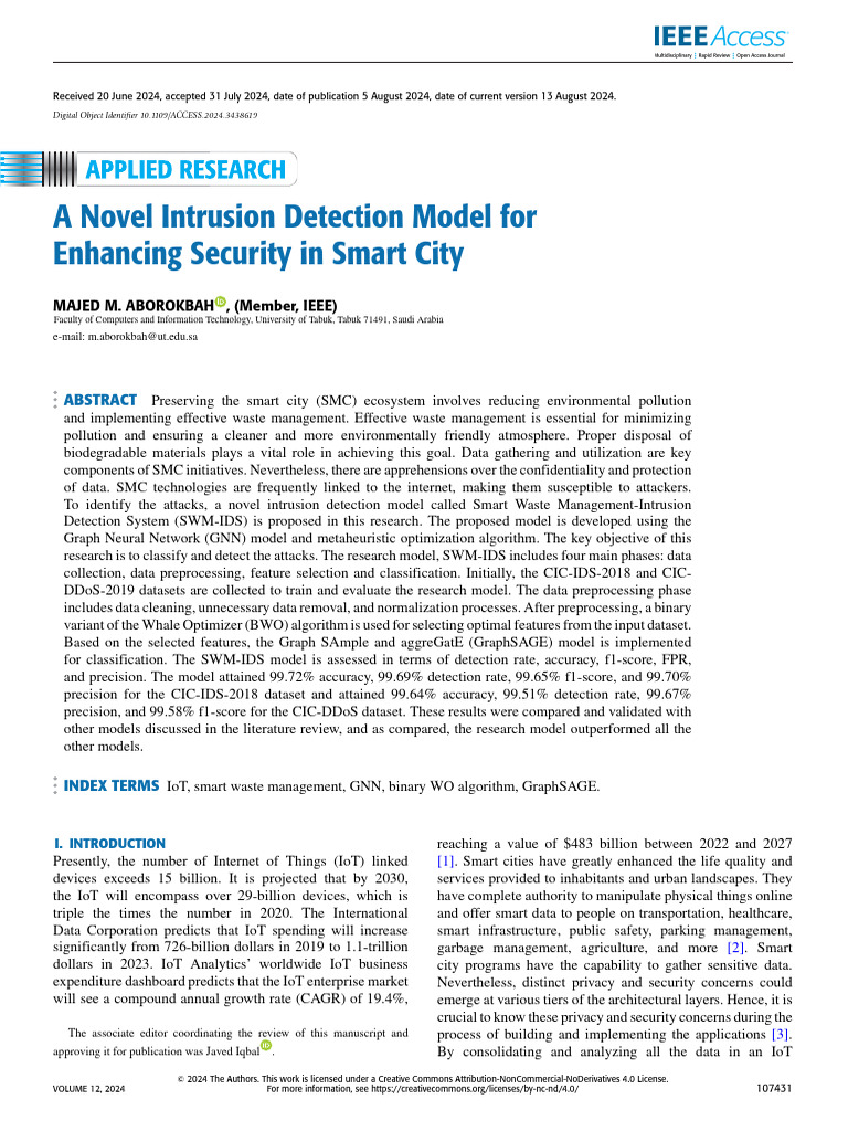 A Novel Intrusion Detection Model For Enhancing Security in Smart City ...