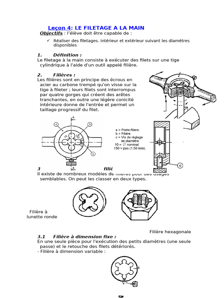 Définition et pratique du filetage | PDF | Vis de fixation | Écrou