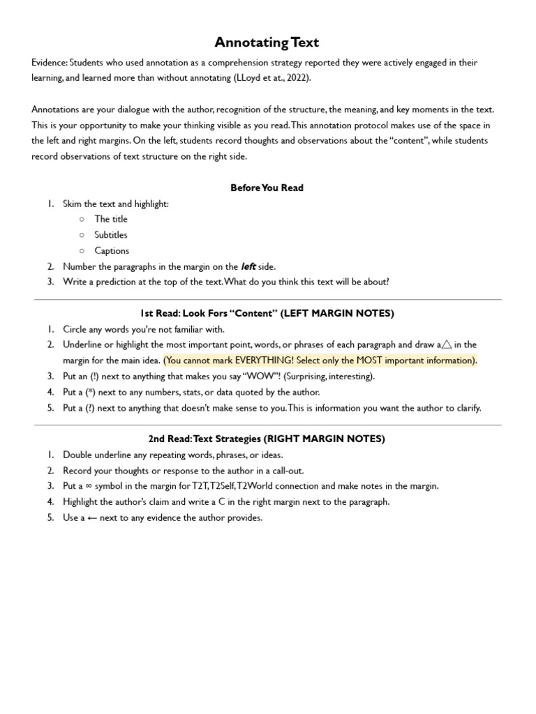 Effective Text Annotation Strategies | PDF | Reading Comprehension ...